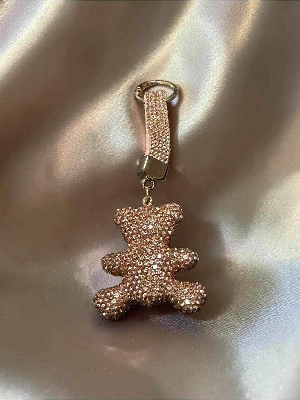 Sparkling Champagne Gold Teddy Bear Keychain - Womens Accessories